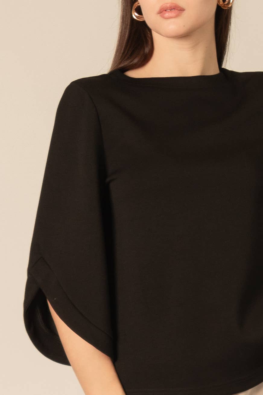 Modal Flare 3/4 Sleeve Round Neck Top
