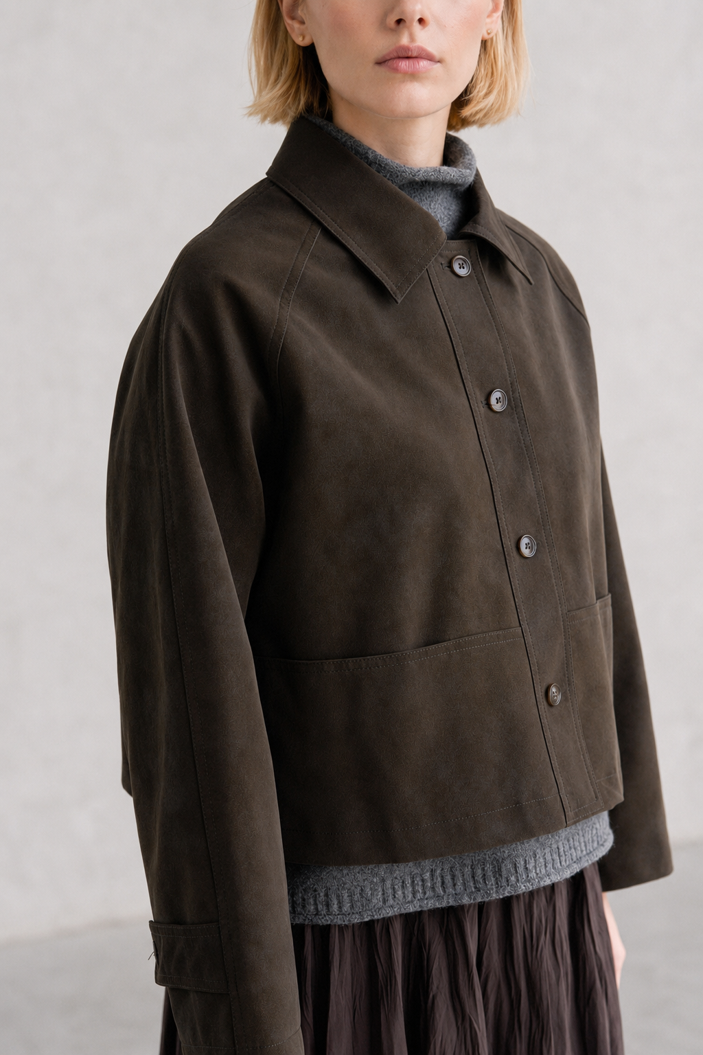 Faux Suede Modern Coat