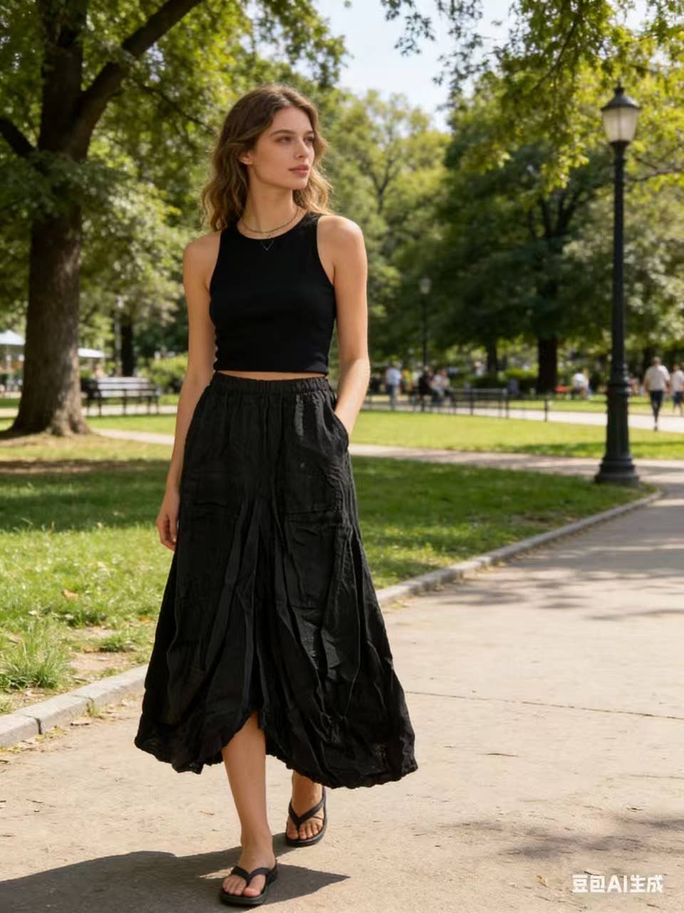 Linen Gathered Skirt