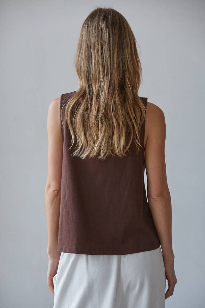 Knit Cotton Scoop Neck Tank Top