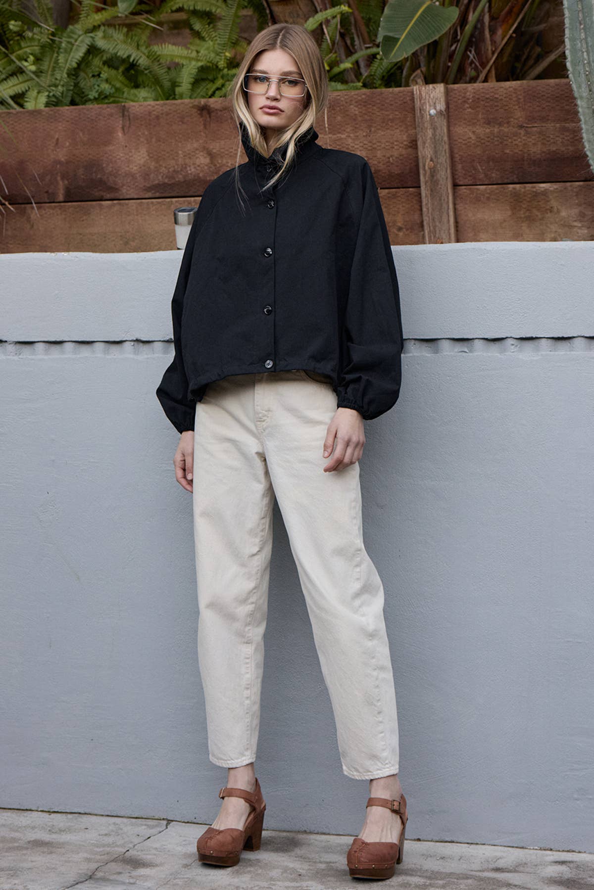High Neck Button-Up Jacket