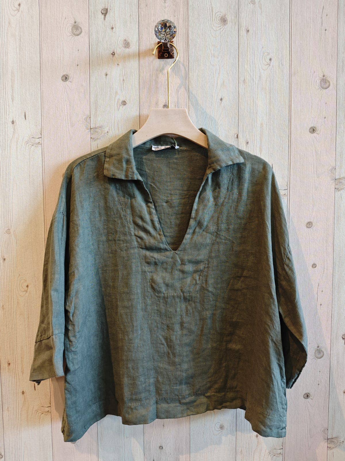 Linen Collared Top