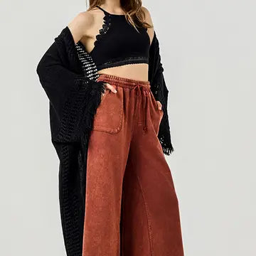Mineral Washed Raw Edge Pants