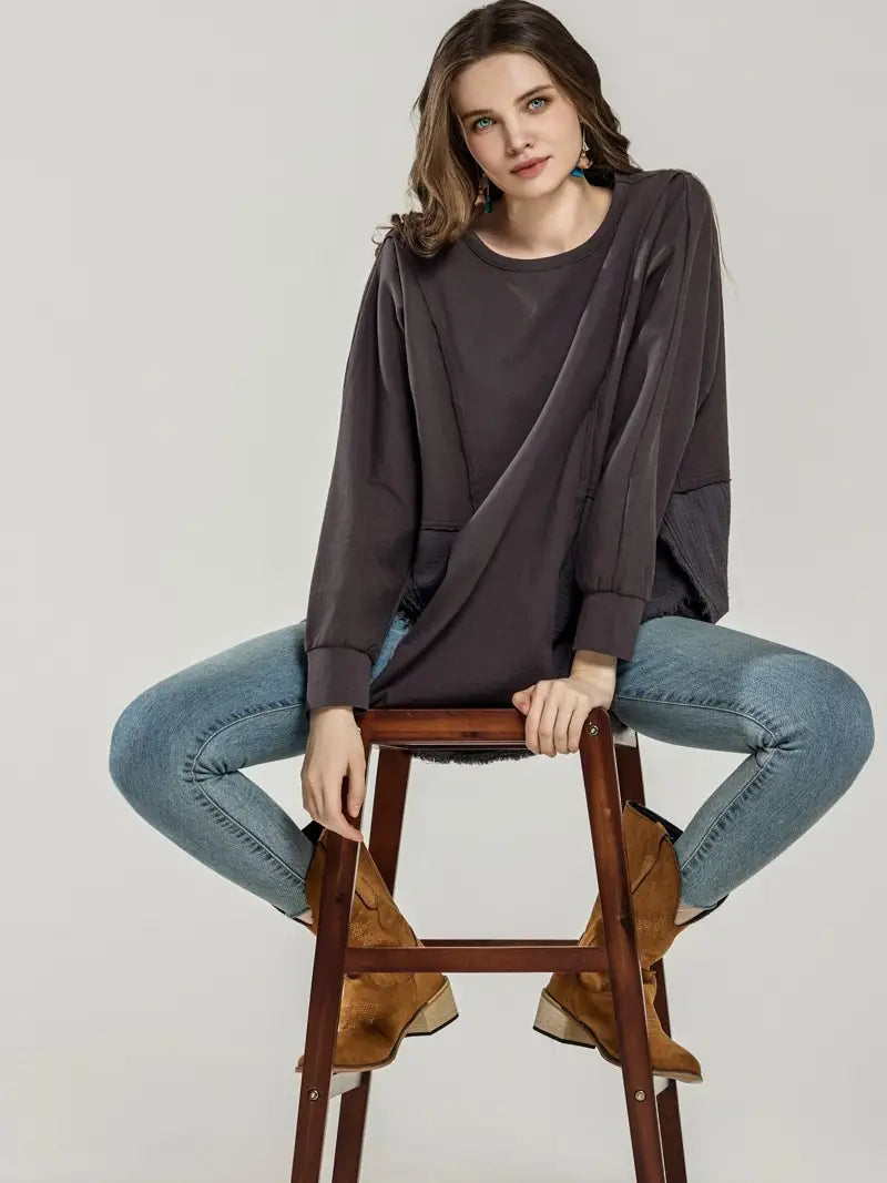 Comfy Side Slit Contrast Top