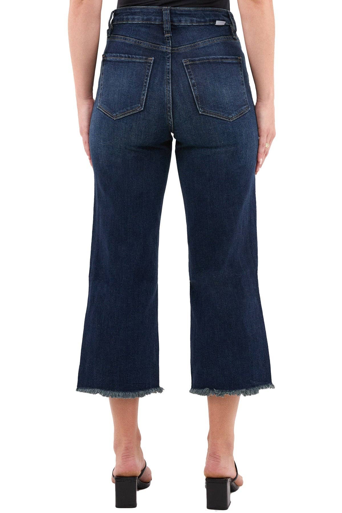High Rise Wide Leg Frayed Jeans