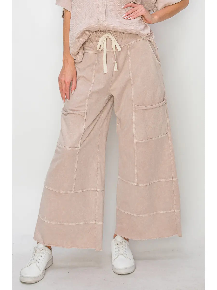 Mineral Wash Wide Leg Cargo Pants