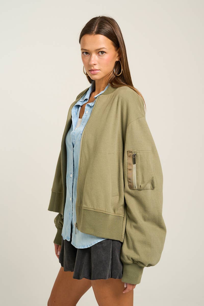 Terry Cargo Bomber Jacket