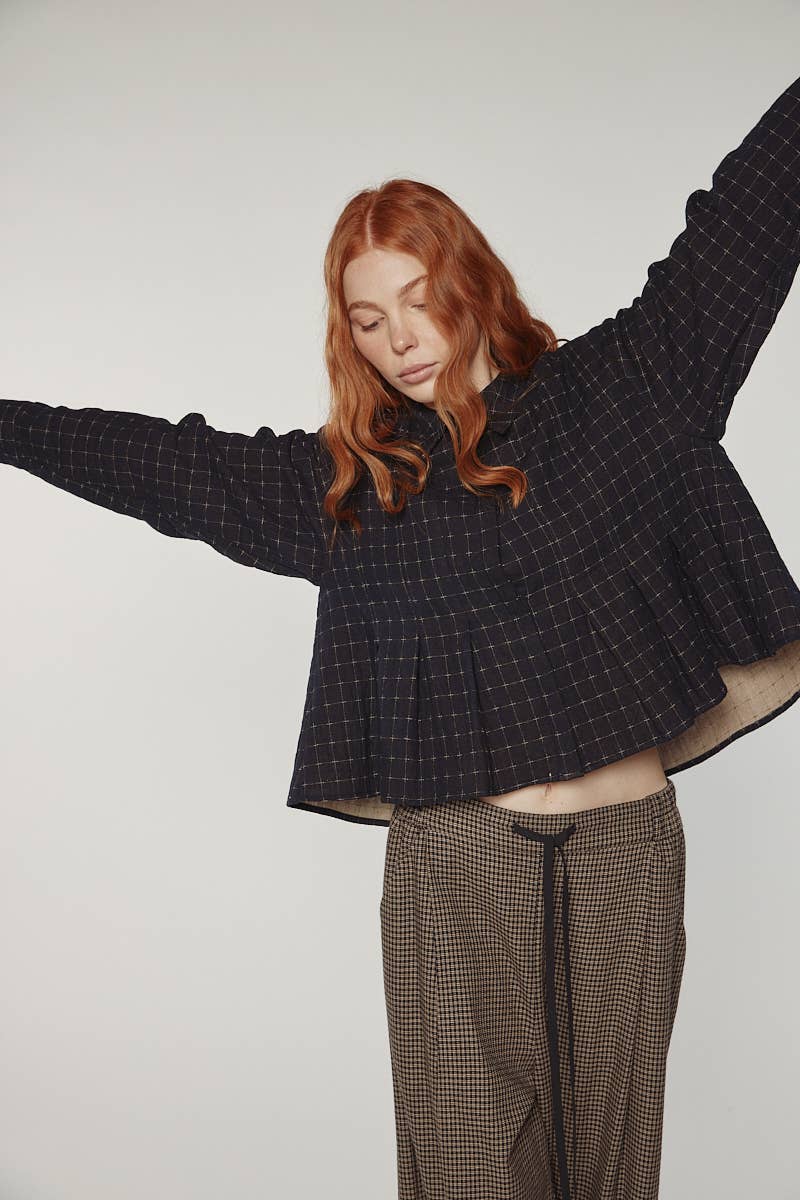 Cotton Pleated Blouse