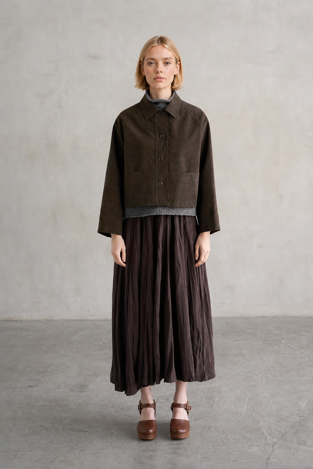 Faux Suede Modern Coat