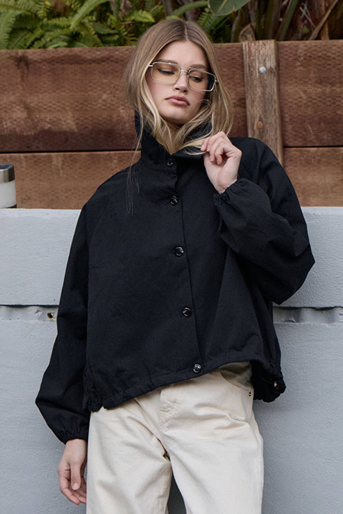 High Neck Button-Up Jacket