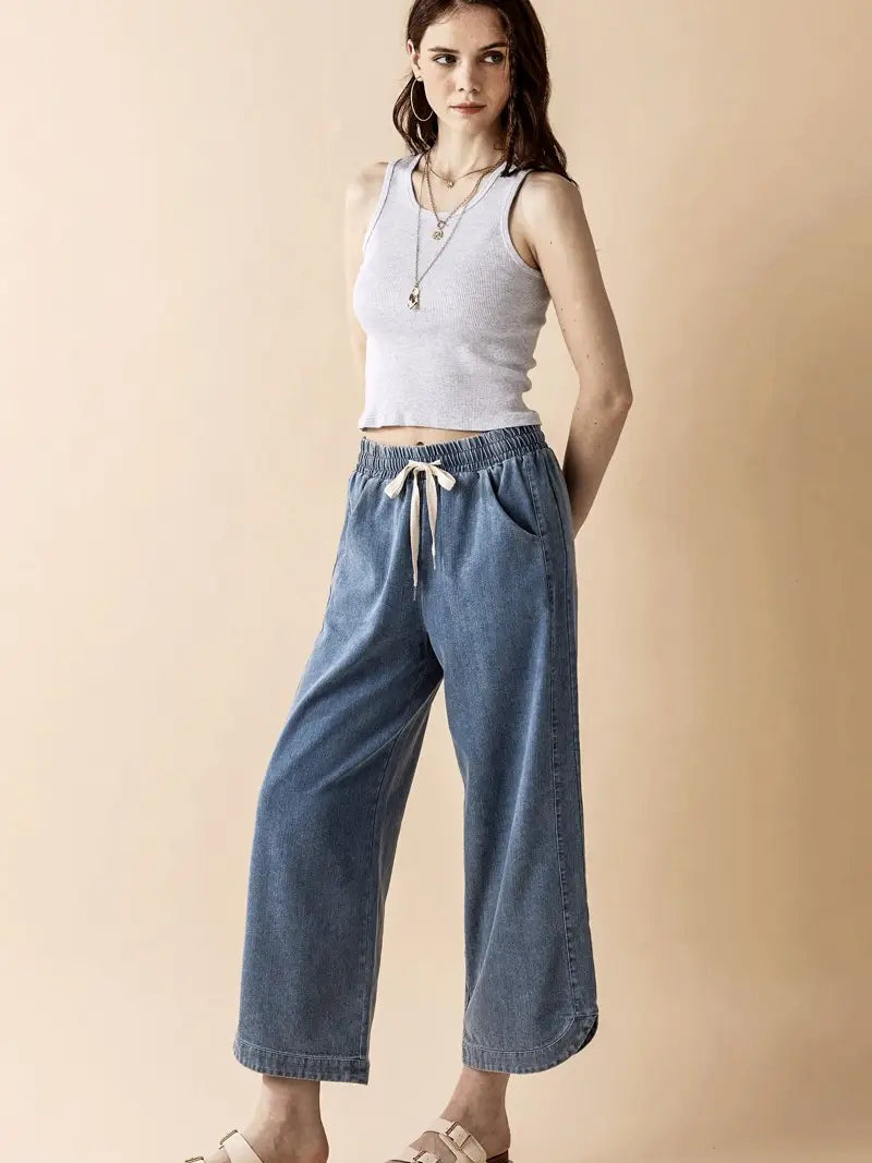 Denim Wide Leg Pants