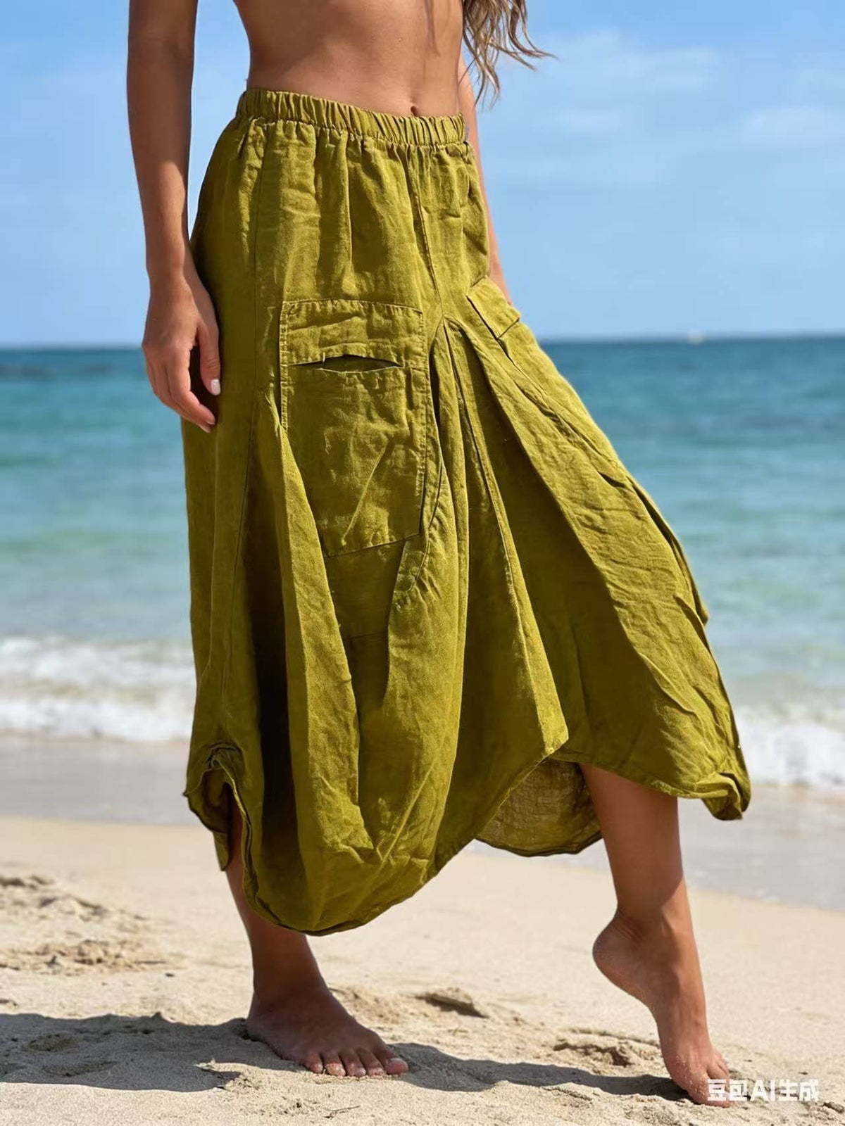 Linen Gathered Skirt