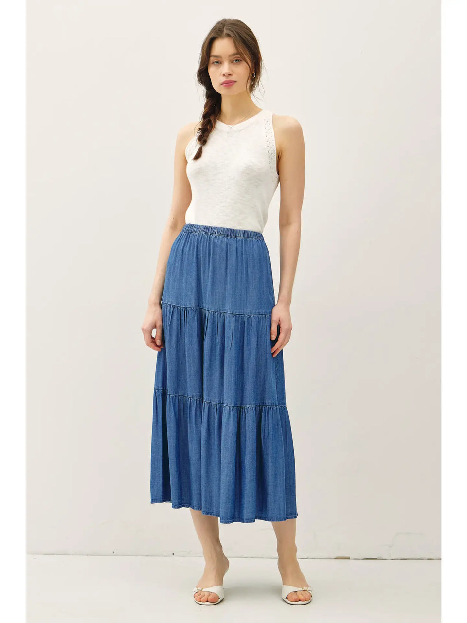 Sale Tencel Tiered Maxi Skirt