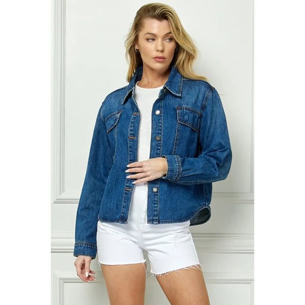 Dark Jean Shirt Jacket