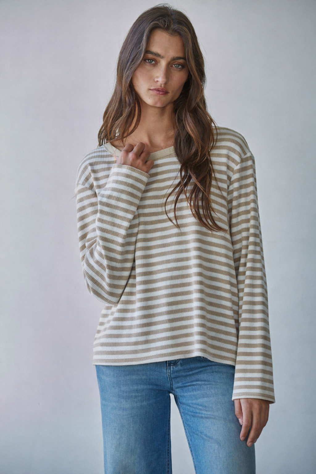 Knit Striped Long Sleeve Top