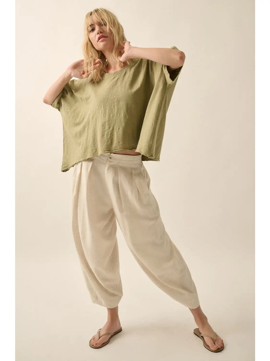 Easy Fit Mineral Washed Slub Knit T-Shirt