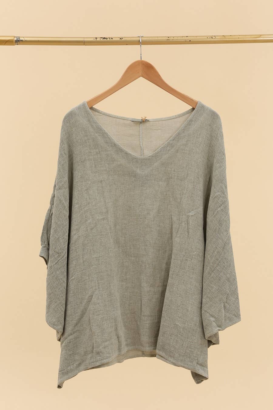 Oversized V Neck Linen Blend Top