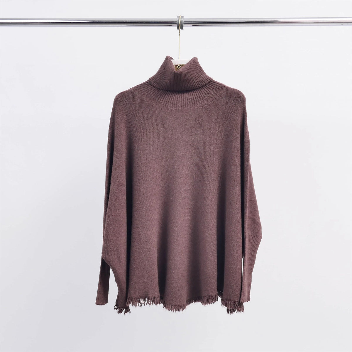 Turtleneck Poncho Sweater with Sleeves