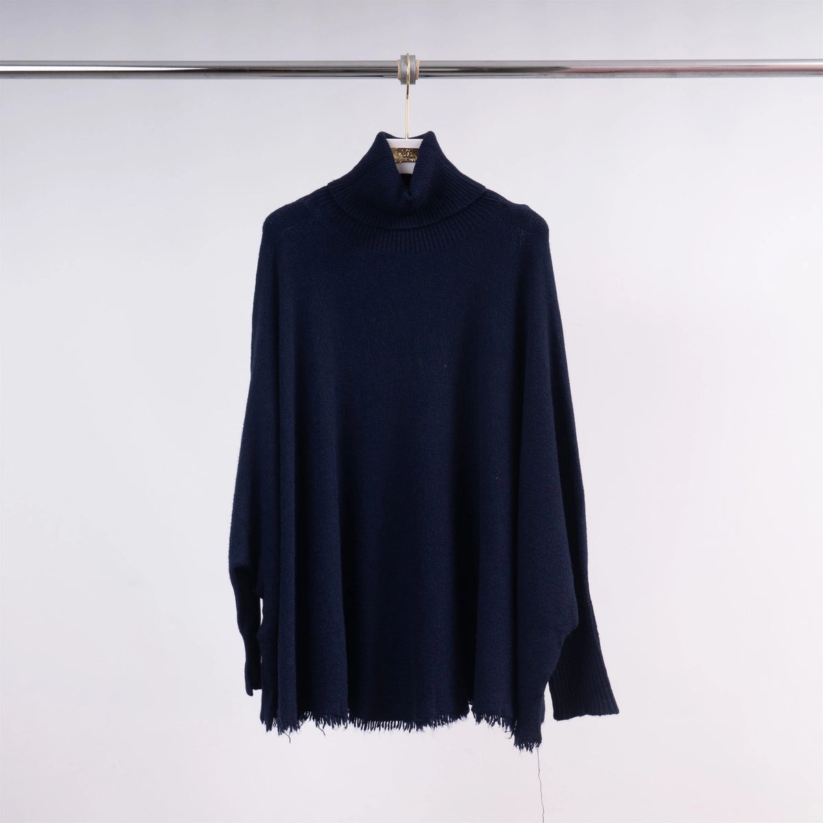 Turtleneck Poncho Sweater with Sleeves