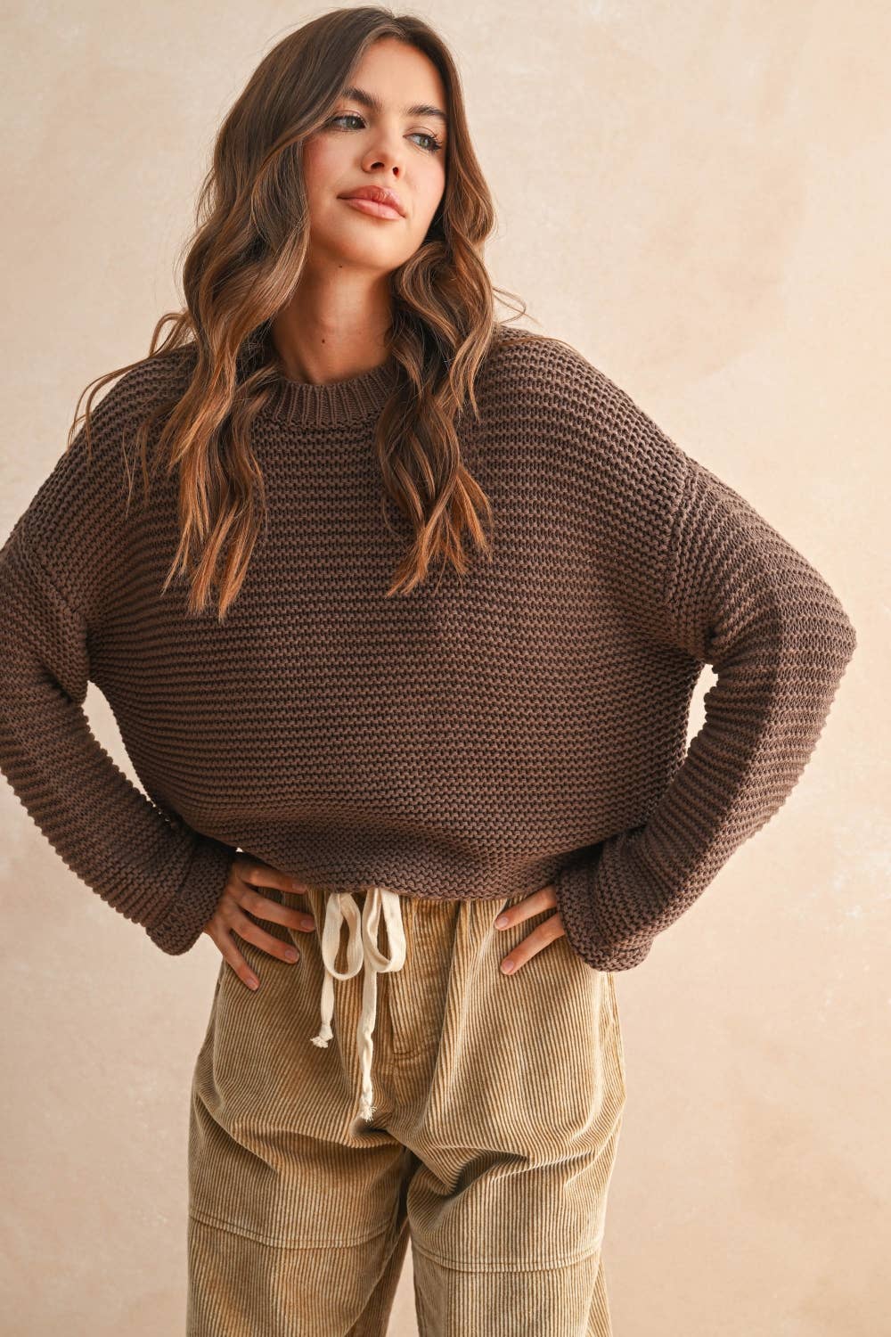 Round Neck Textured Sweater