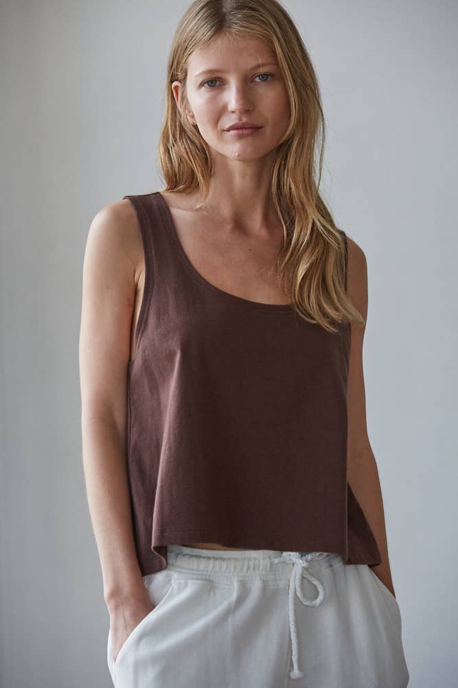 Knit Cotton Scoop Neck Tank Top