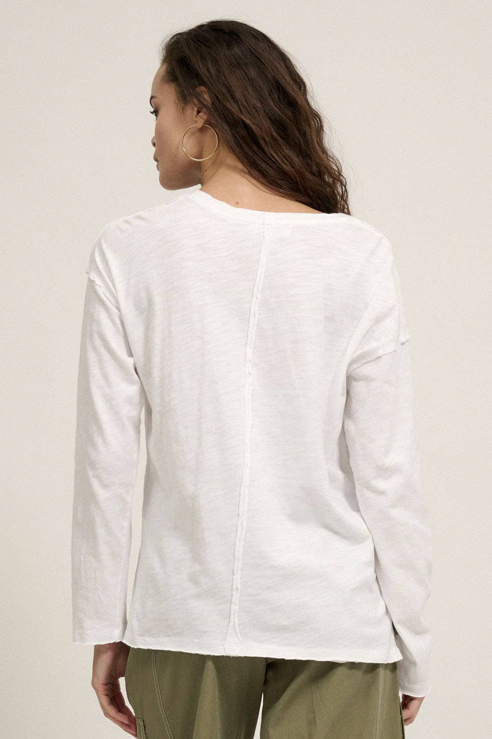 Easy Fit Mineral-Wash Slub Knit Exposed-Seam Top