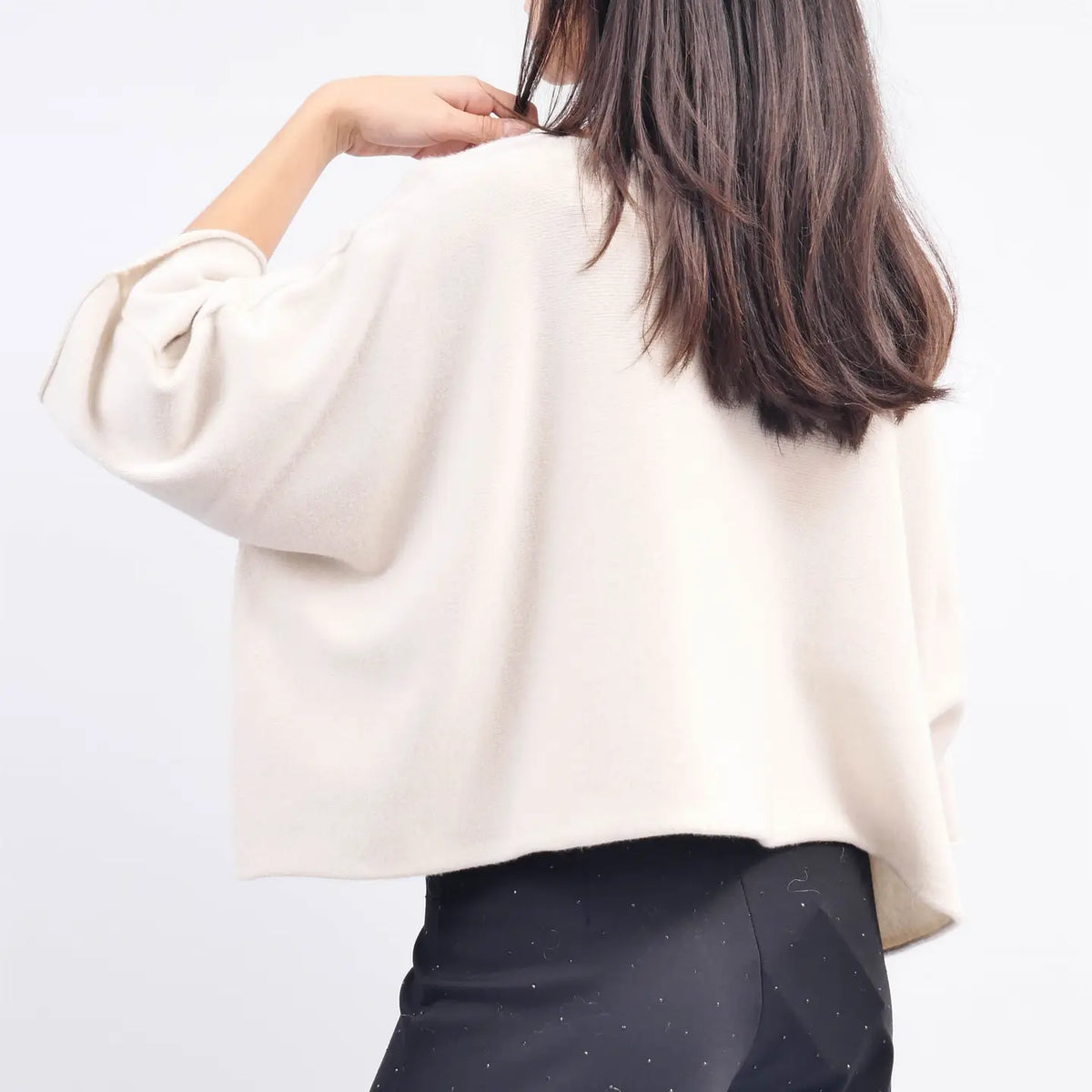 Cropped Oversized 3/4 Sleeve Sweater