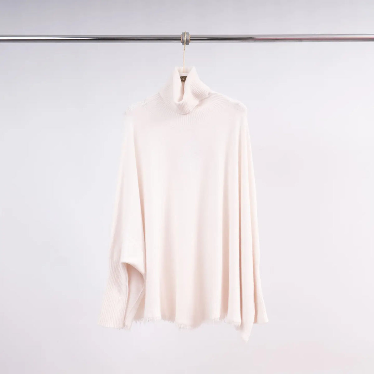 Turtleneck Poncho Sweater with Sleeves