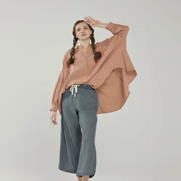 Cotton Gauze Oversized Button Down Top