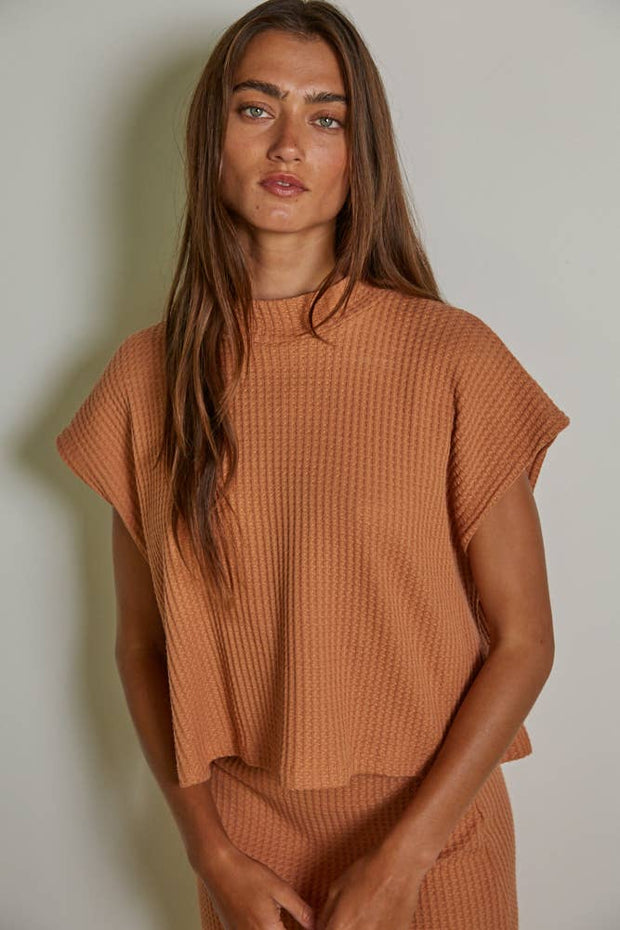 Knit Thermal Mock Neck Top