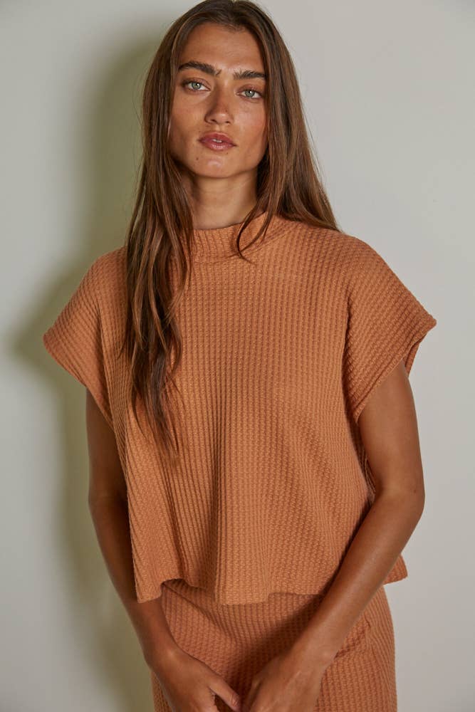 Knit Thermal Mock Neck Top
