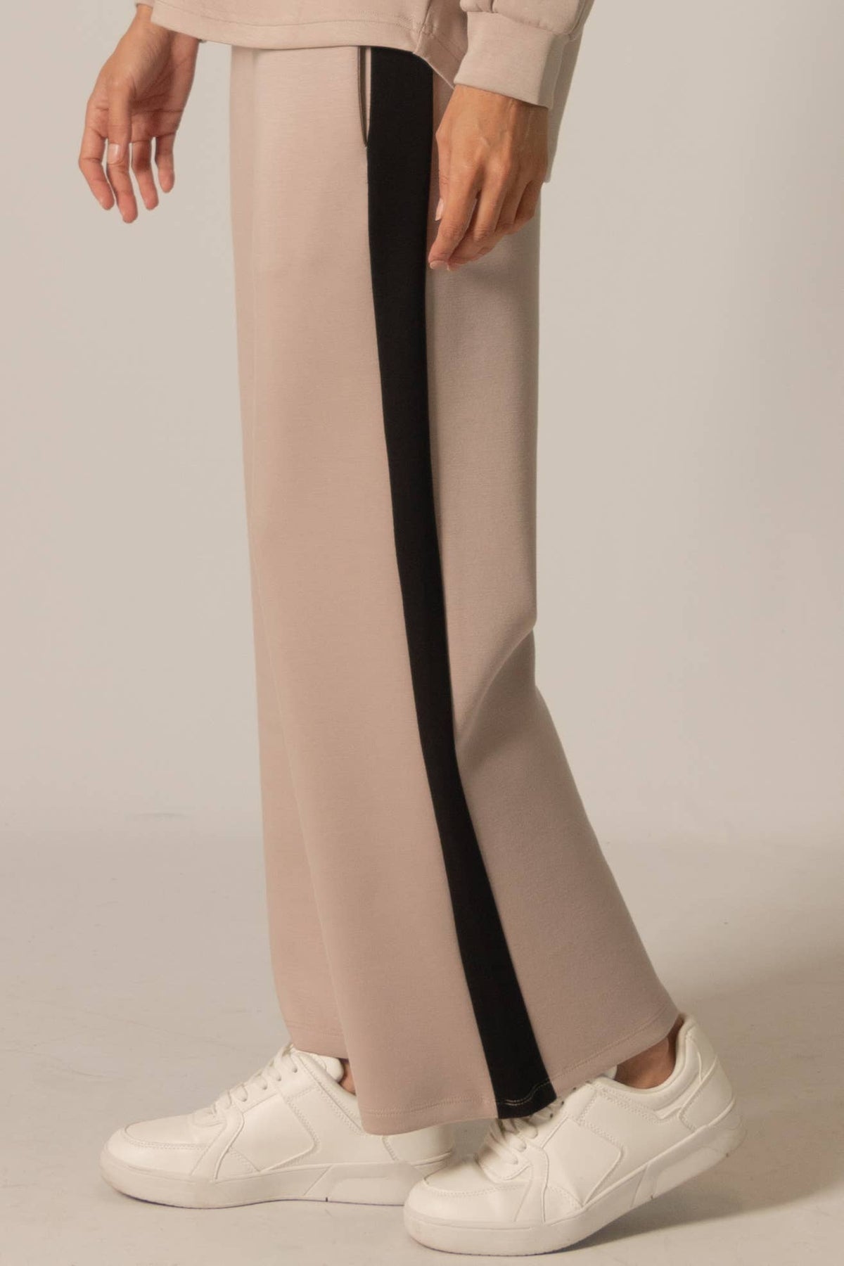 Modal Side Stripe Wide Leg Pants