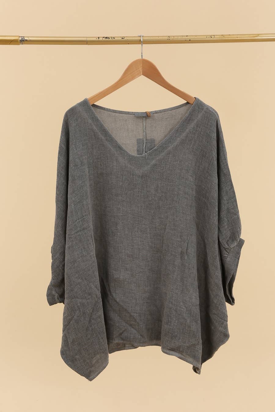 Oversized V Neck Linen Blend Top