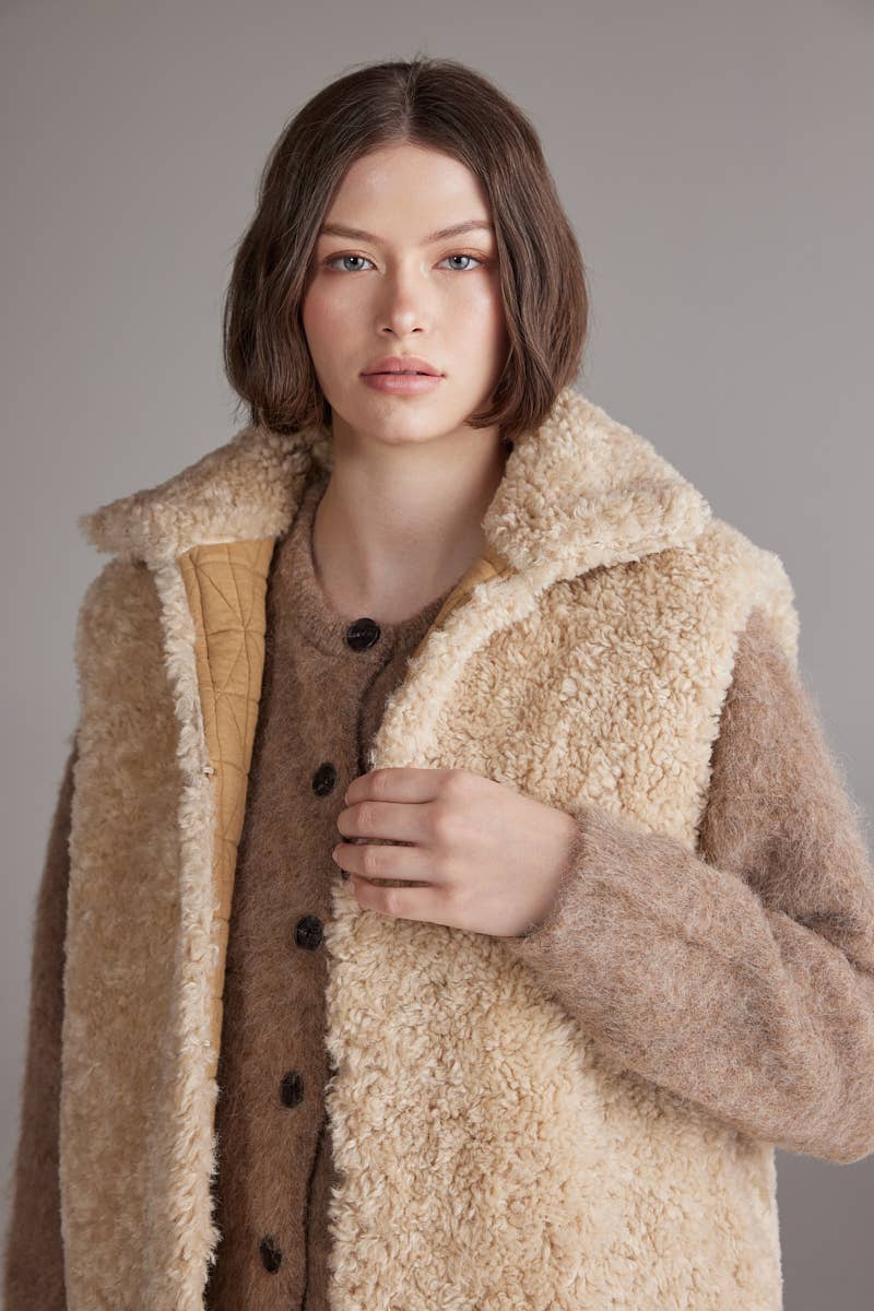 High Neck Reversible Fur Vest
