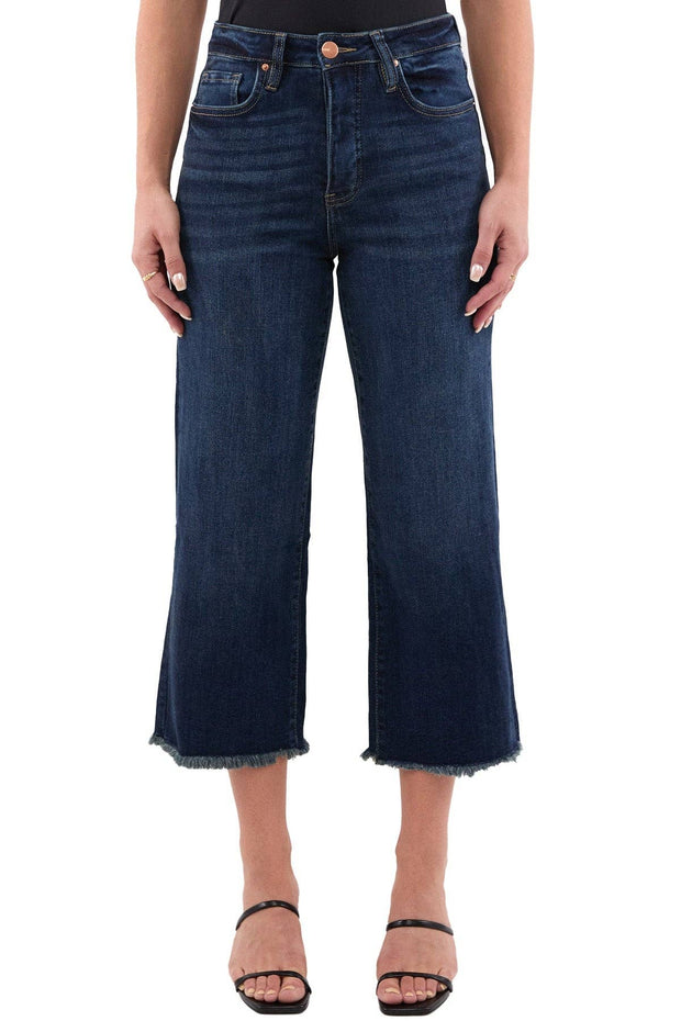 High Rise Wide Leg Frayed Jeans