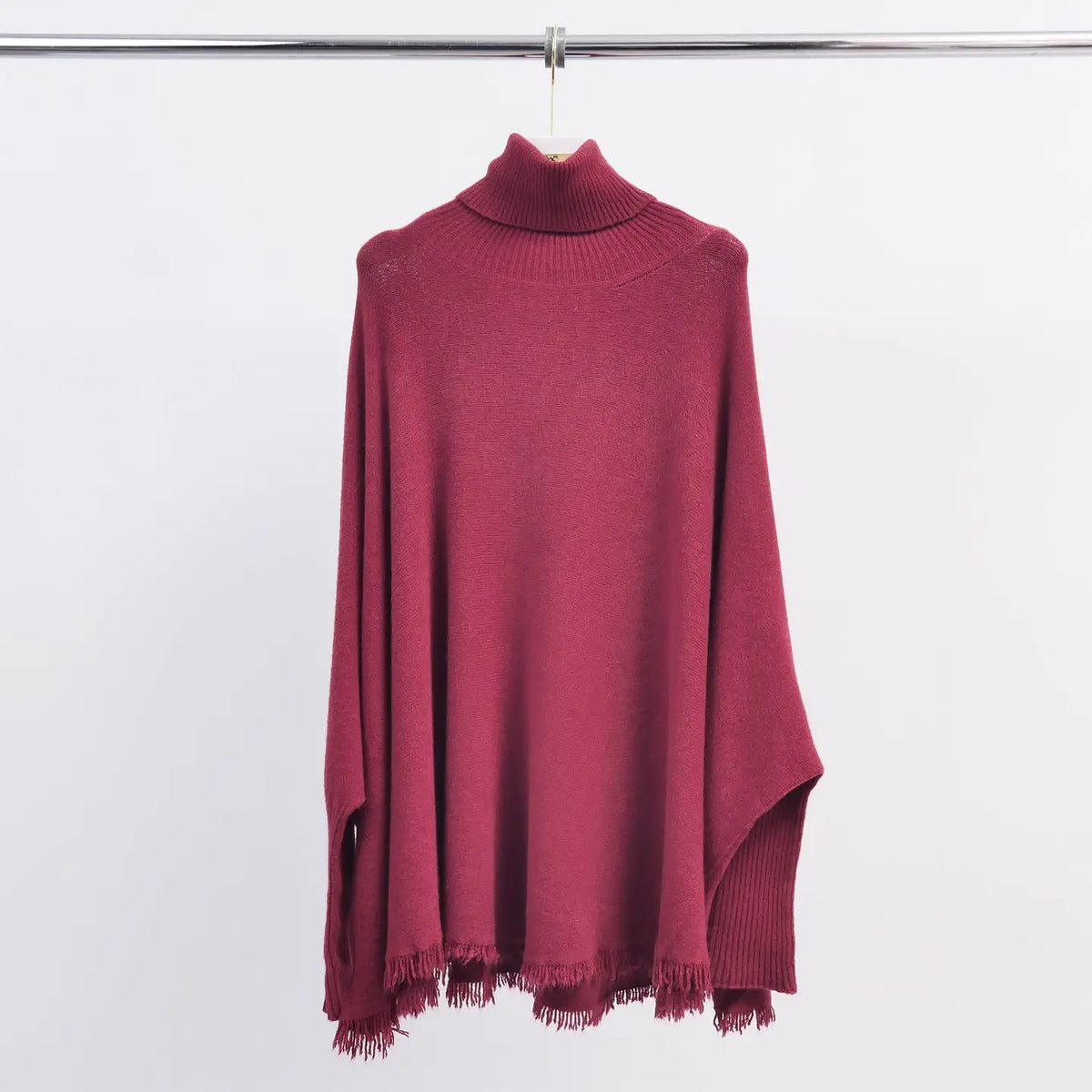 Turtleneck Poncho Sweater with Sleeves