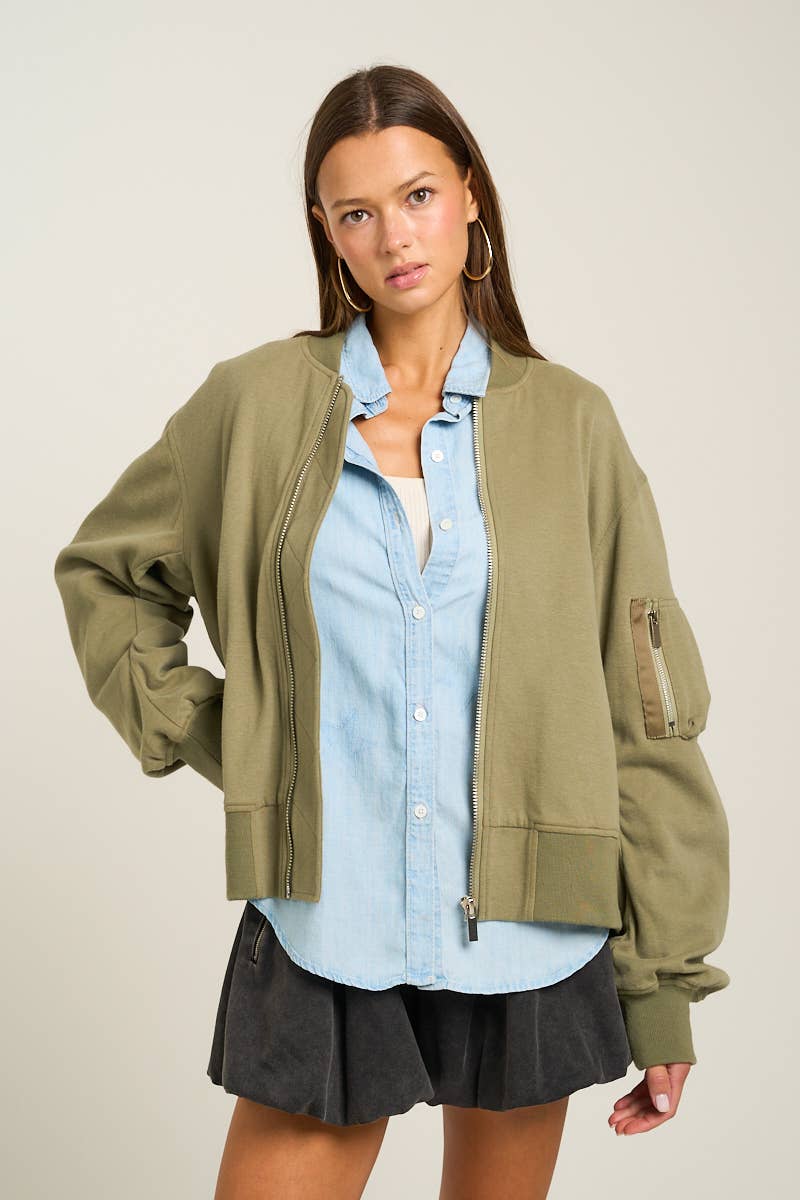 Terry Cargo Bomber Jacket