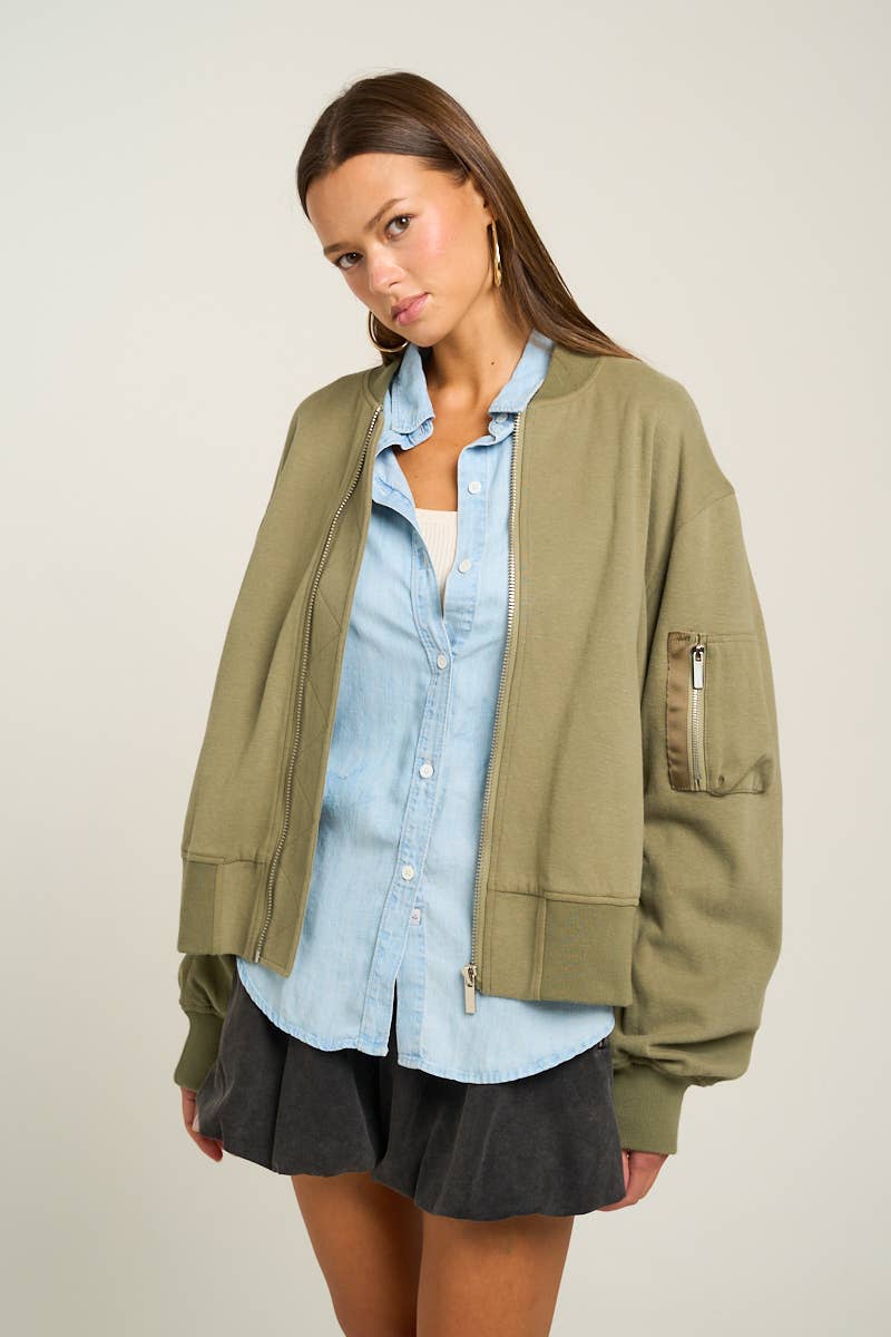 Terry Cargo Bomber Jacket