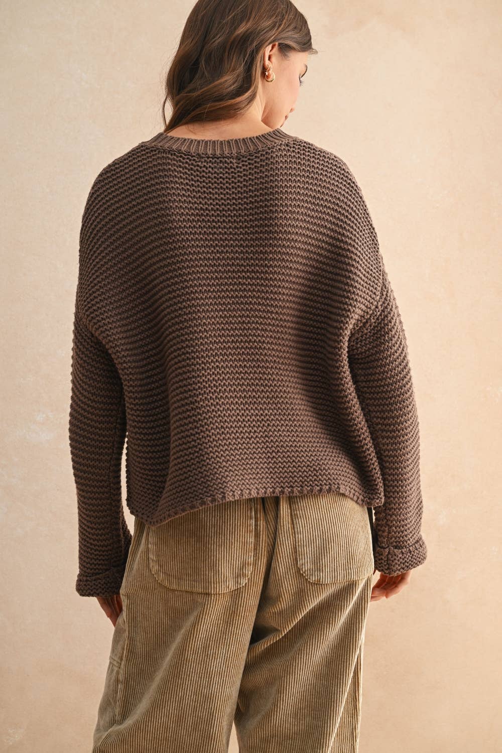 Round Neck Textured Sweater