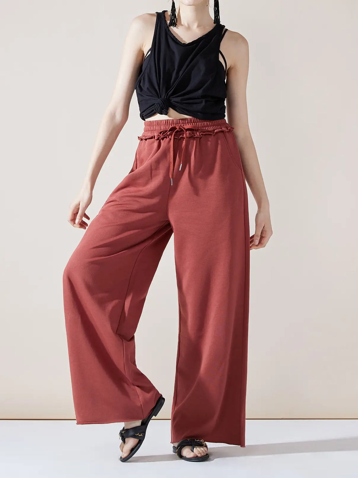 Cotton Wide Leg Sweat Pants