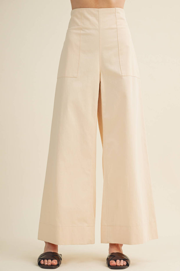 Architectural Seamed Wide-Leg Pants