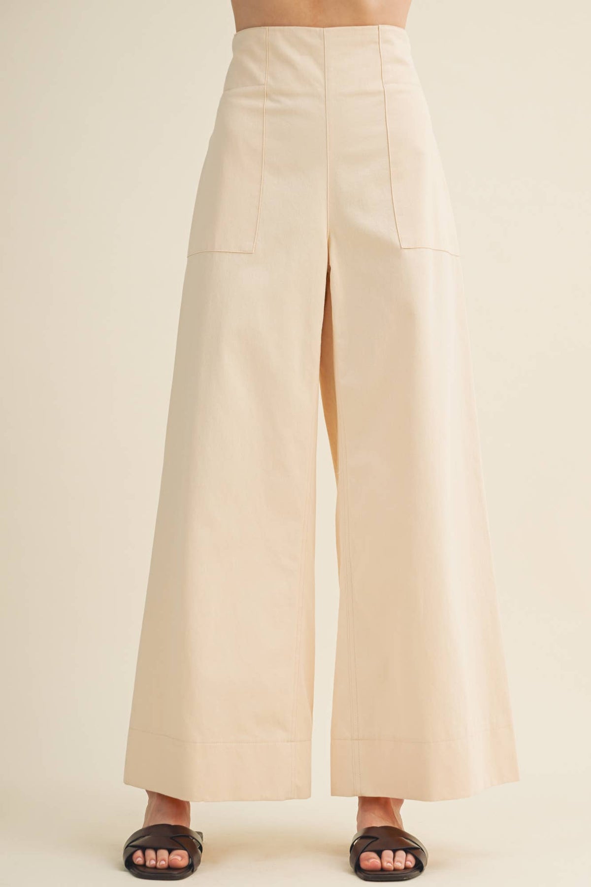 Architectural Seamed Wide-Leg Pants