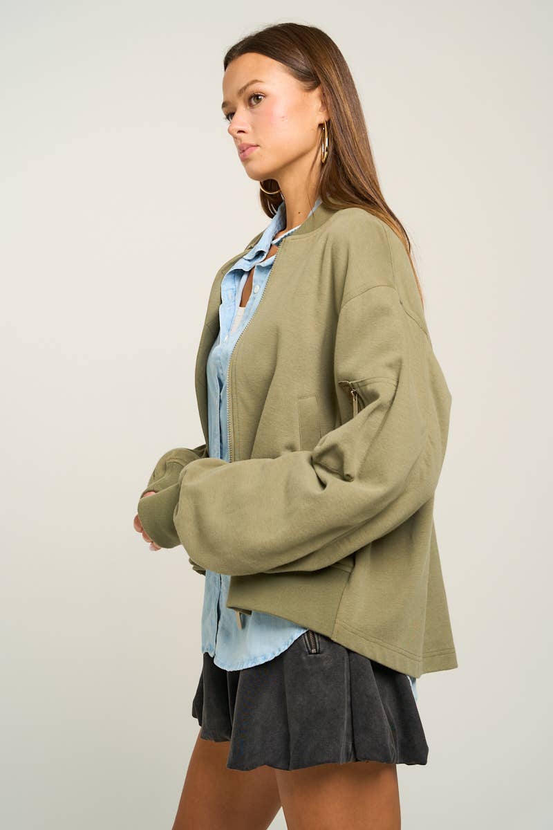 Terry Cargo Bomber Jacket