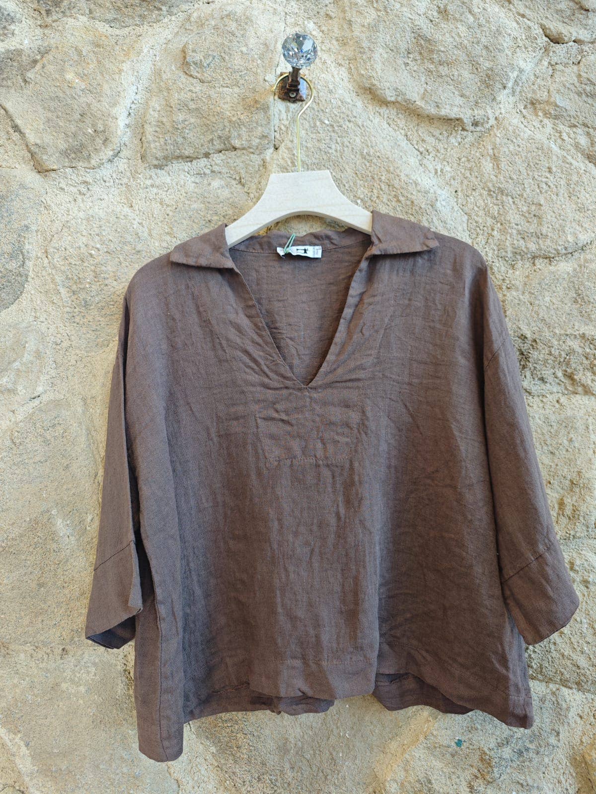 Linen Collared Top