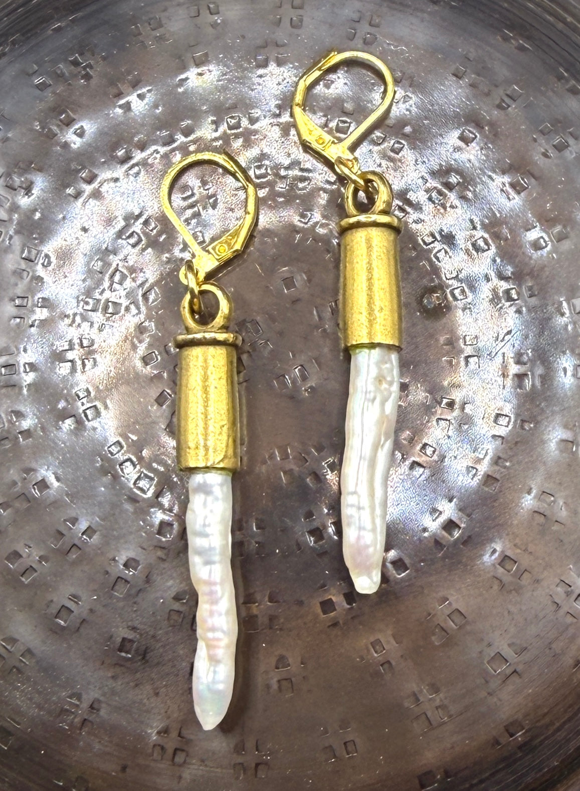 Biwa Pearl Spike Earrings