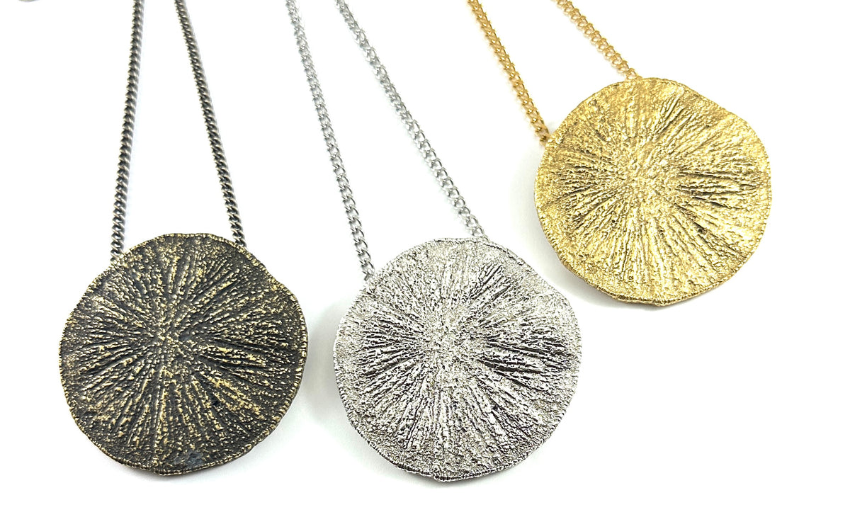 Organic Casting Collection - Small Pyrite Sun Necklace