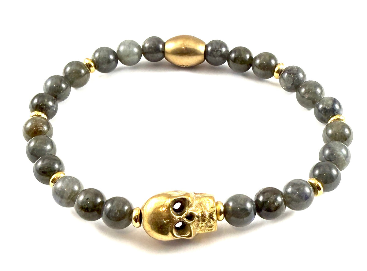 Brass Skull Stretch Bracelet - 6mm