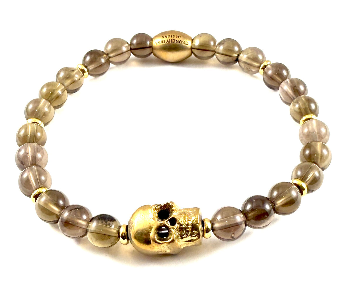 Brass Skull Stretch Bracelet - 6mm