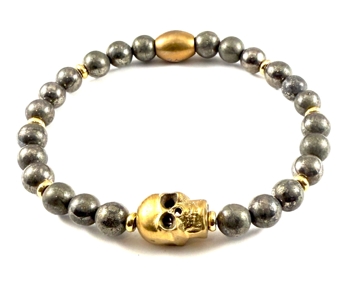 Brass Skull Stretch Bracelet - 6mm