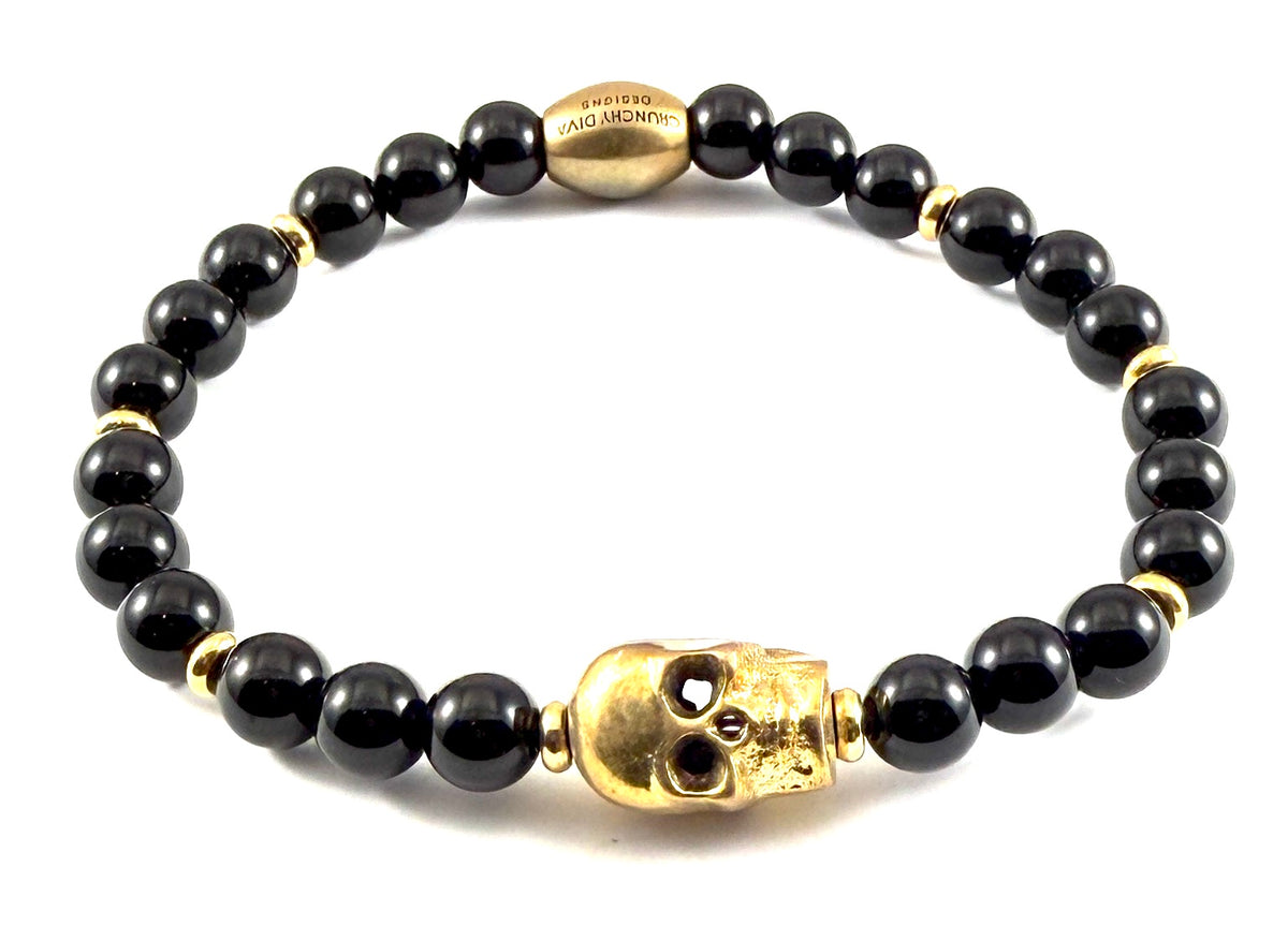 Brass Skull Stretch Bracelet - 6mm